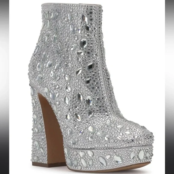 New Jessica Simpson Womens Sz6/36.5
Dollyi Crystal Embellished Bootie
Silver - Picture 1 of 10